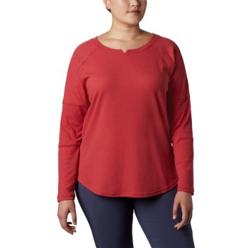 Columbia Ženske Majice S Kapuljačom - Fall Pine Washed Crew Plus Size Crvene | QAWO-12473